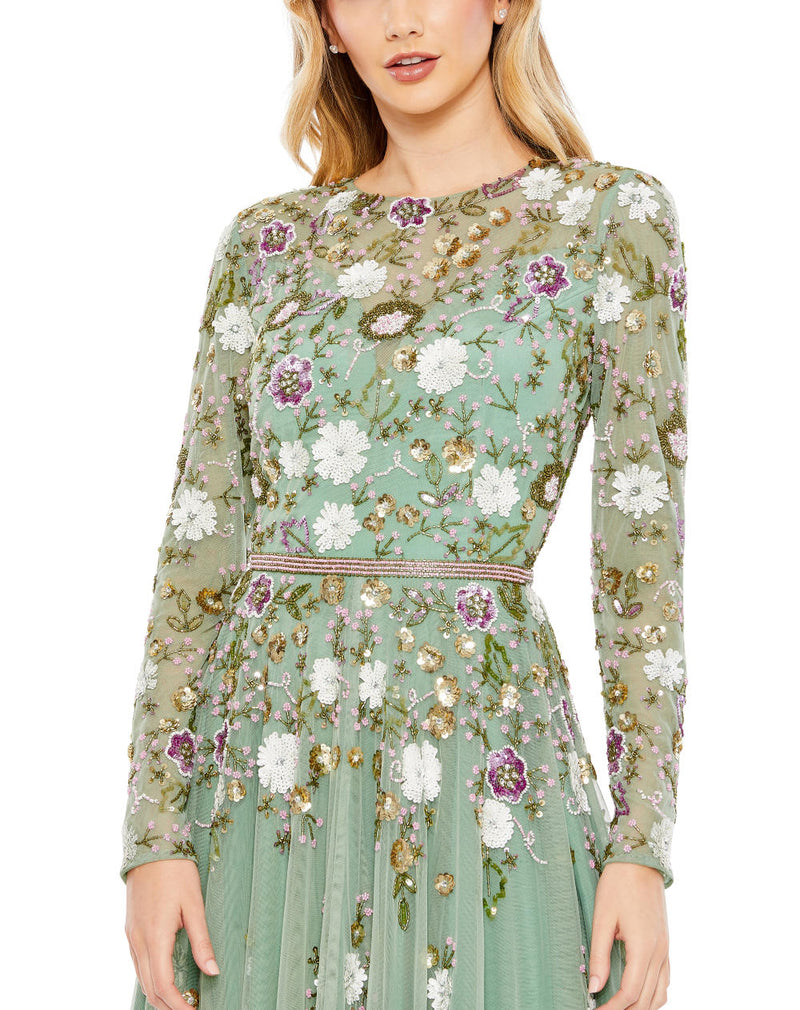 MD-5716 Midi Dress-Green by Mac Duggal in green color for women Worldwide