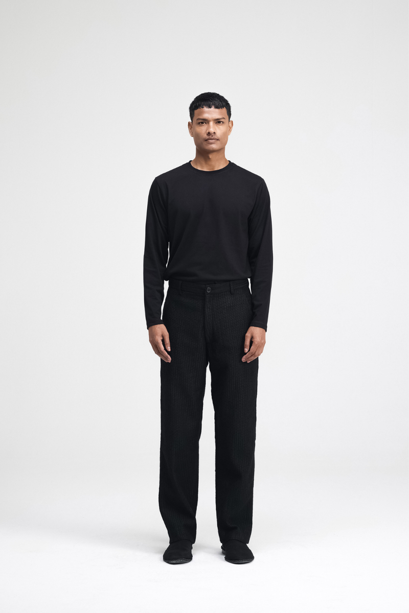 Katashi Embroidered Pants cotton by Turn Black in black color for men Worldwide