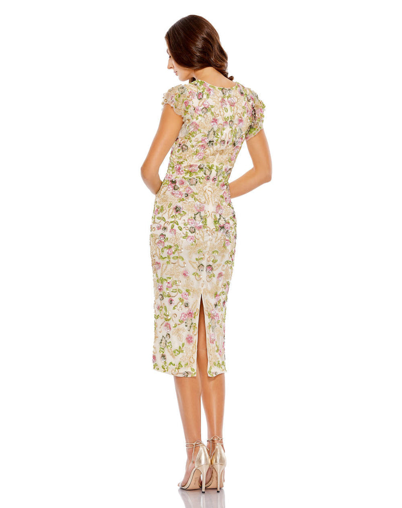 MD-5722 Midi Dress-Off White by Mac Duggal in white color for women Worldwide