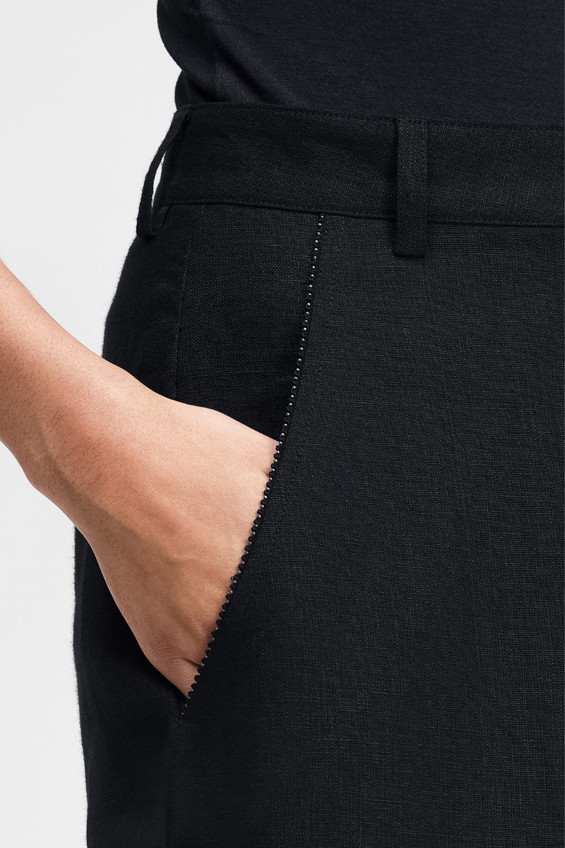 Koja Hand-Embroidered Pants linen by Turn Black in black color for women Worldwide