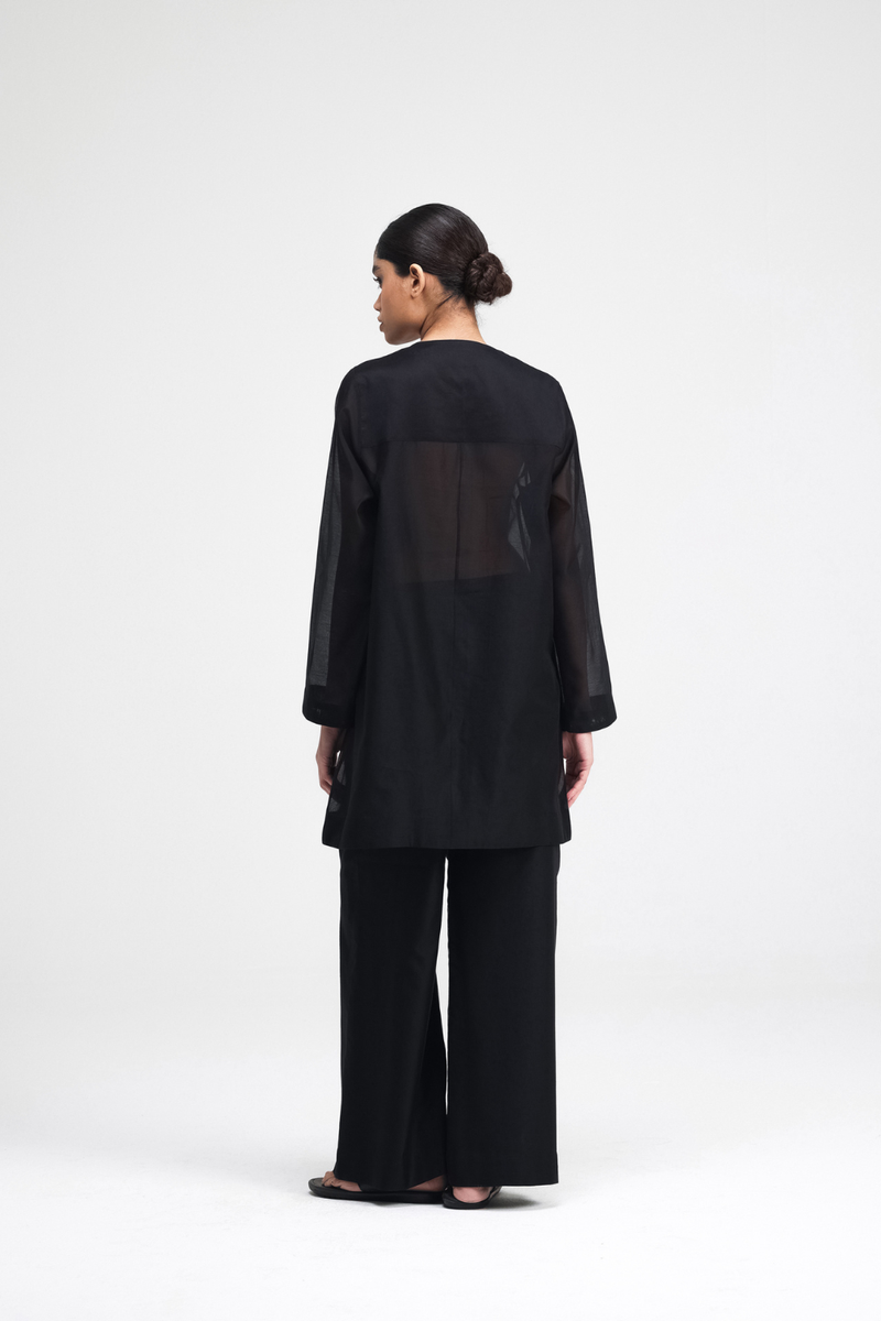 Jun Hand-Embroidered Kurta silk by Turn Black in black color for women Worldwide