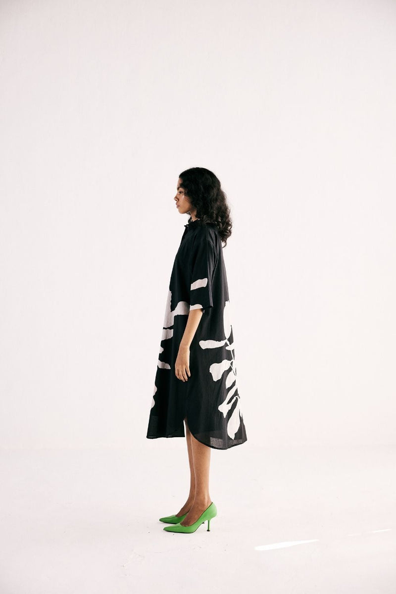 CLEO FLORA DRESS cotton by Khara Kapas in black for women Worldwide
