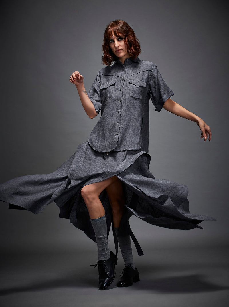 NADIA SHIRT by Chola in grey color for women Worldwide