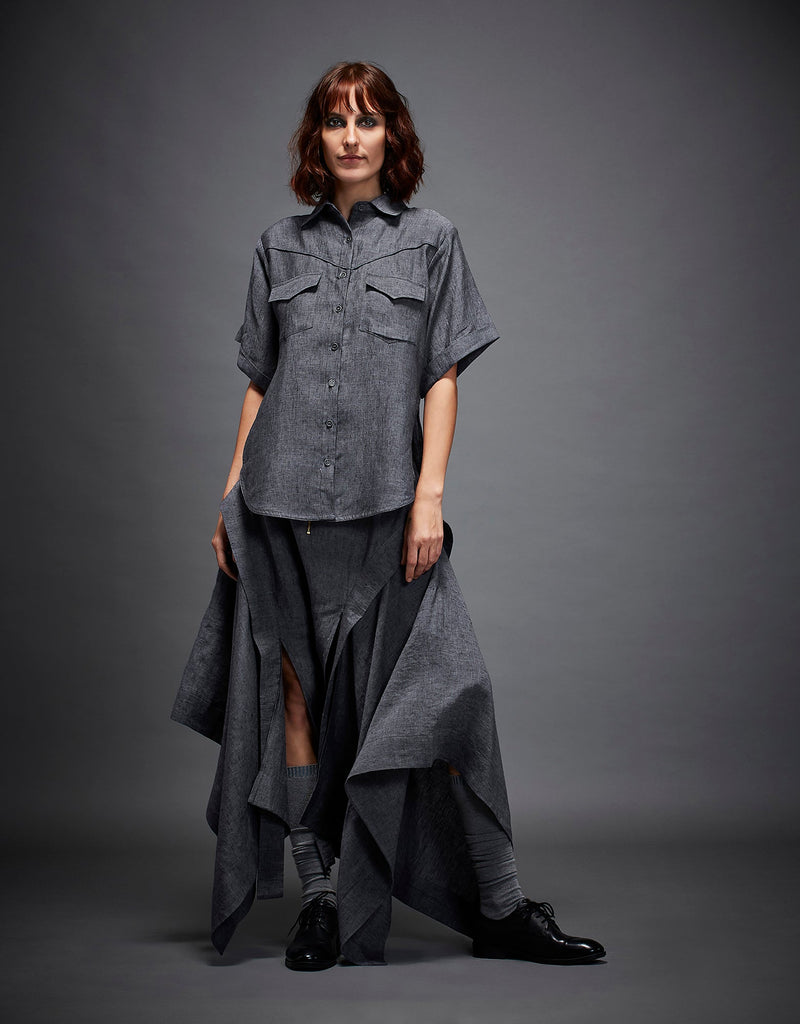 NADIA SHIRT by Chola in grey color for women Worldwide
