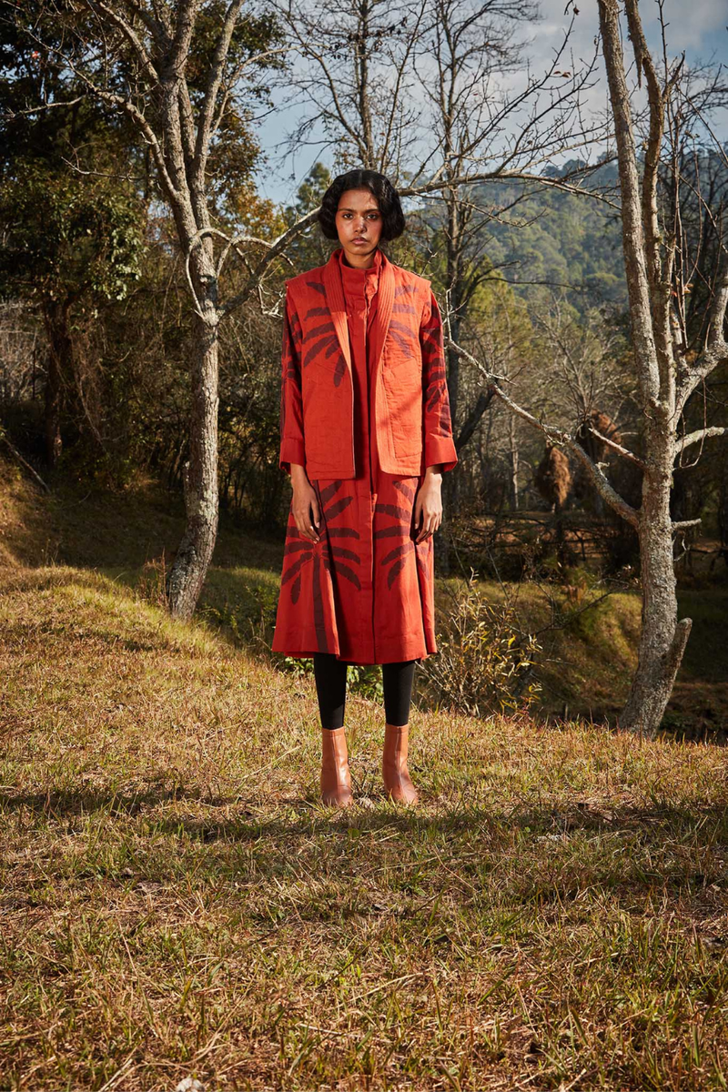 Autumn Blaze Dress cotton by Khara Kapas in red for women Worldwide