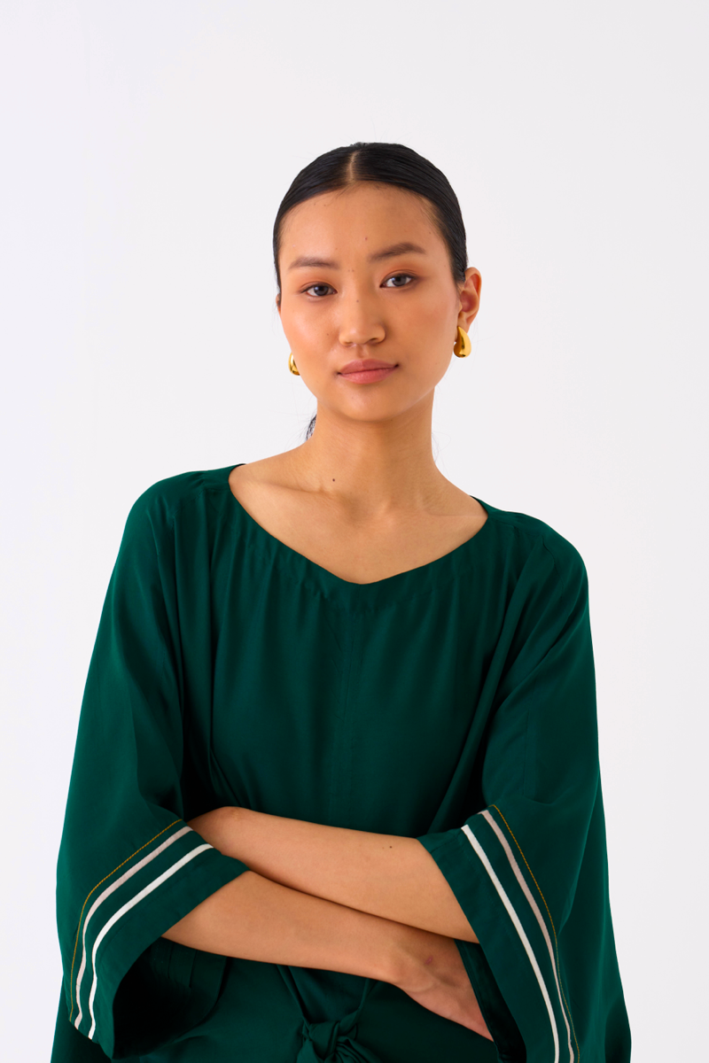 TIE KAFTAN-GREEN bemberg by THREE in green color for women Worldwide