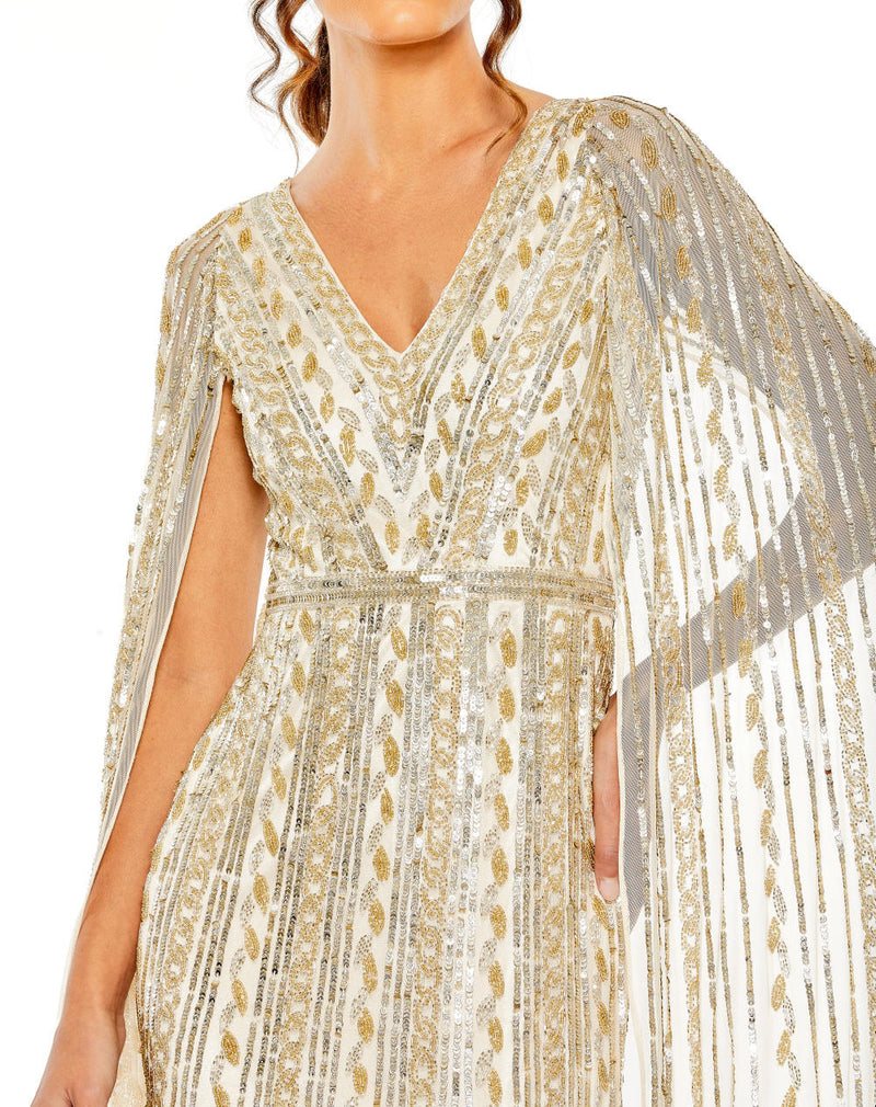 MD-5915 Cape Gown-Beige by Mac Duggal in beige color for women Worldwide