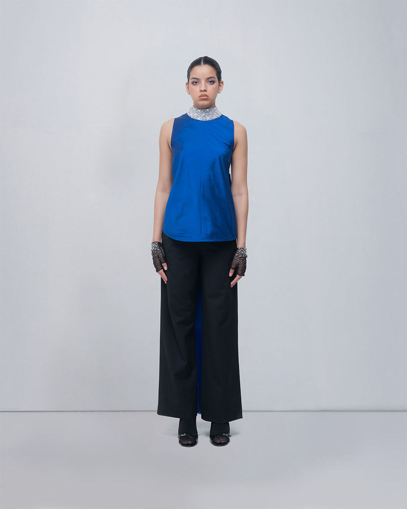 Ondine Top viscose top/shirt by Leh Studios in blue for women Worldwide