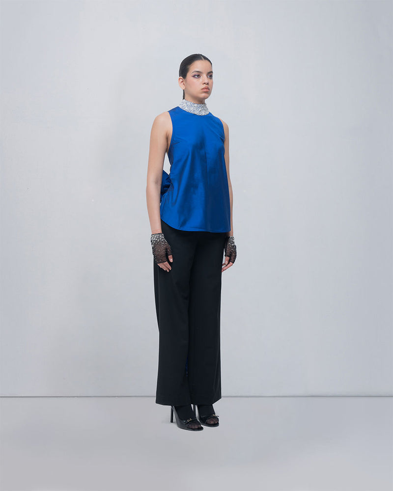 Ondine Top viscose top/shirt by Leh Studios in blue for women Worldwide