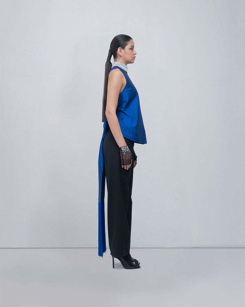 Ondine Top viscose top/shirt by Leh Studios in blue for women Worldwide