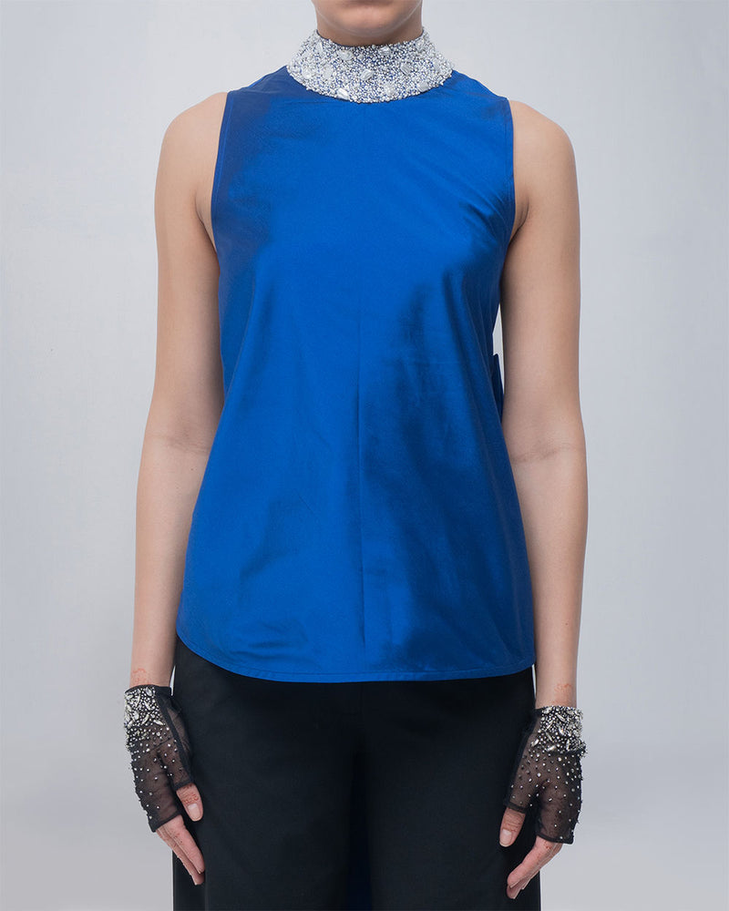 Ondine Top viscose top/shirt by Leh Studios in blue for women Worldwide