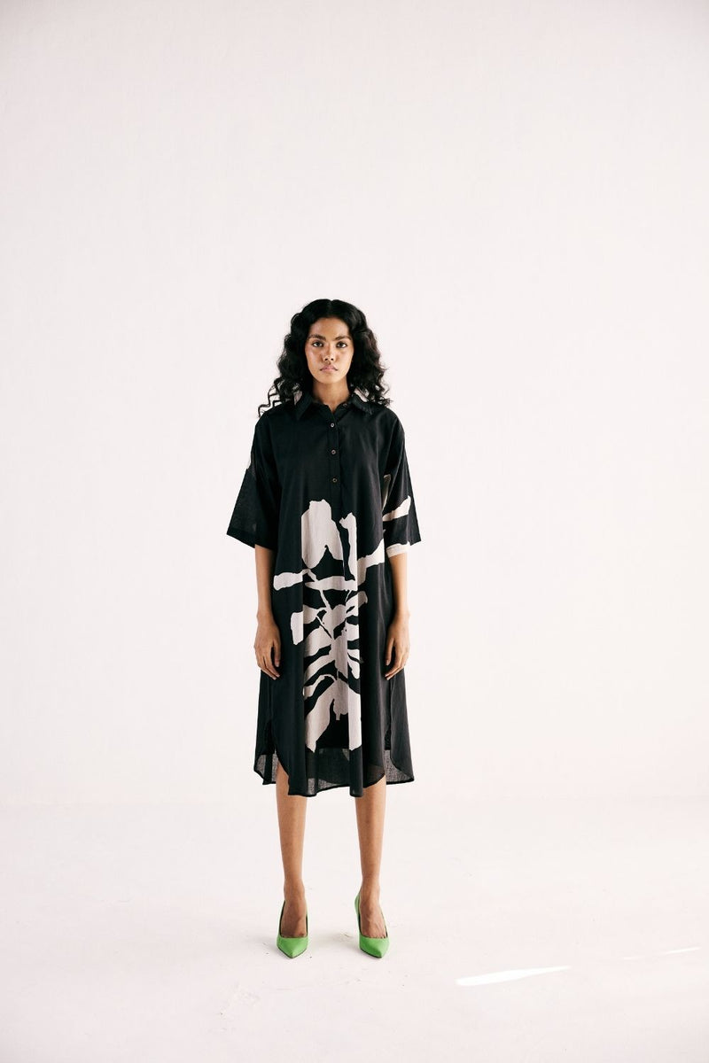 CLEO FLORA DRESS cotton by Khara Kapas in black for women Worldwide