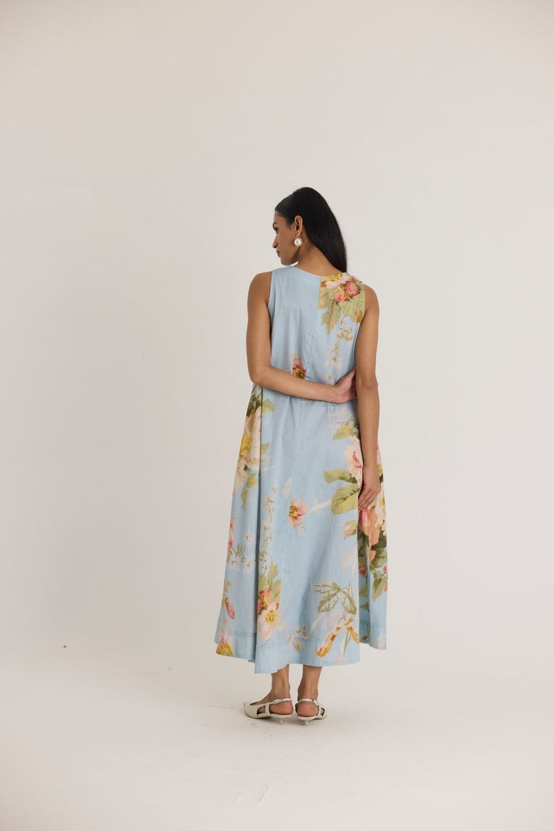 TAFFY V NECK DRESS satin by Yam in blue color for Worldwide