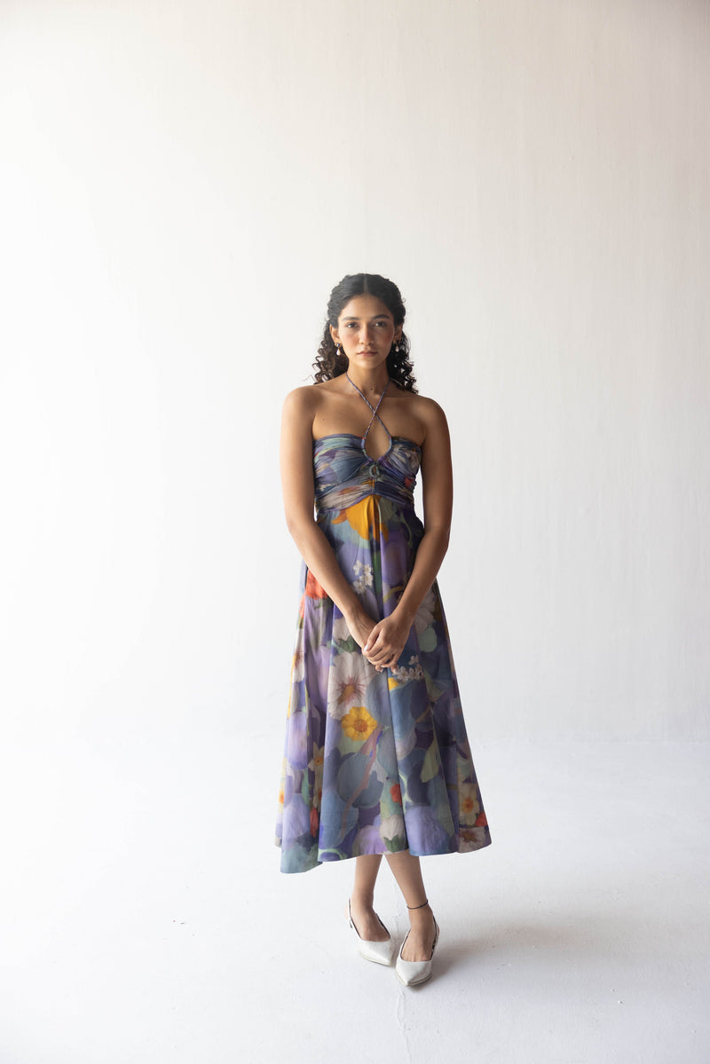 BLUEBERRY GROVE DRESS by Yam in blue color for women Worldwide