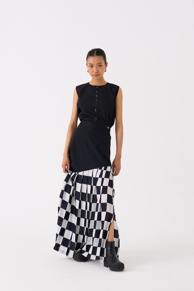 CHECKERED SKIRT-BLACK CHECK