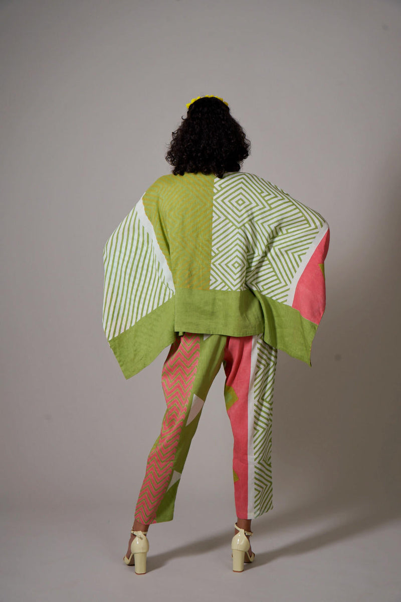 Fuji linen co-ord set by Priti Prashant in green color for women Worldwide