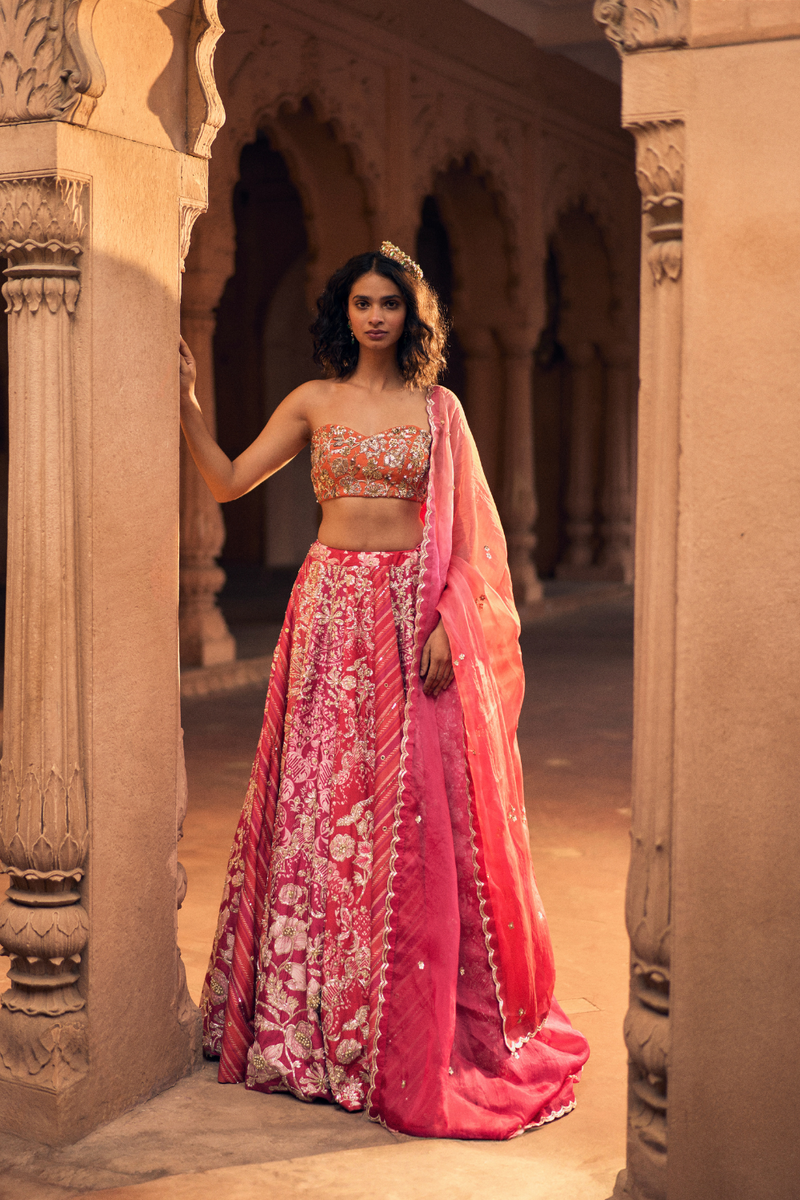 PH-2480 
Bustier
Lehenga 
Dupatta Set by Paulmi & Harsh for women Worldwide