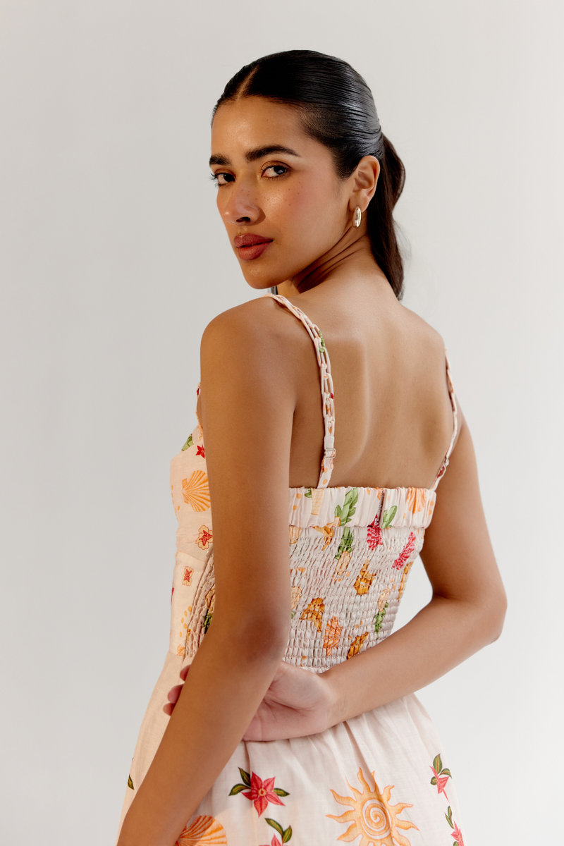 Valentina Midi - Seashell (Ecru) linen by NOIB for women Worldwide