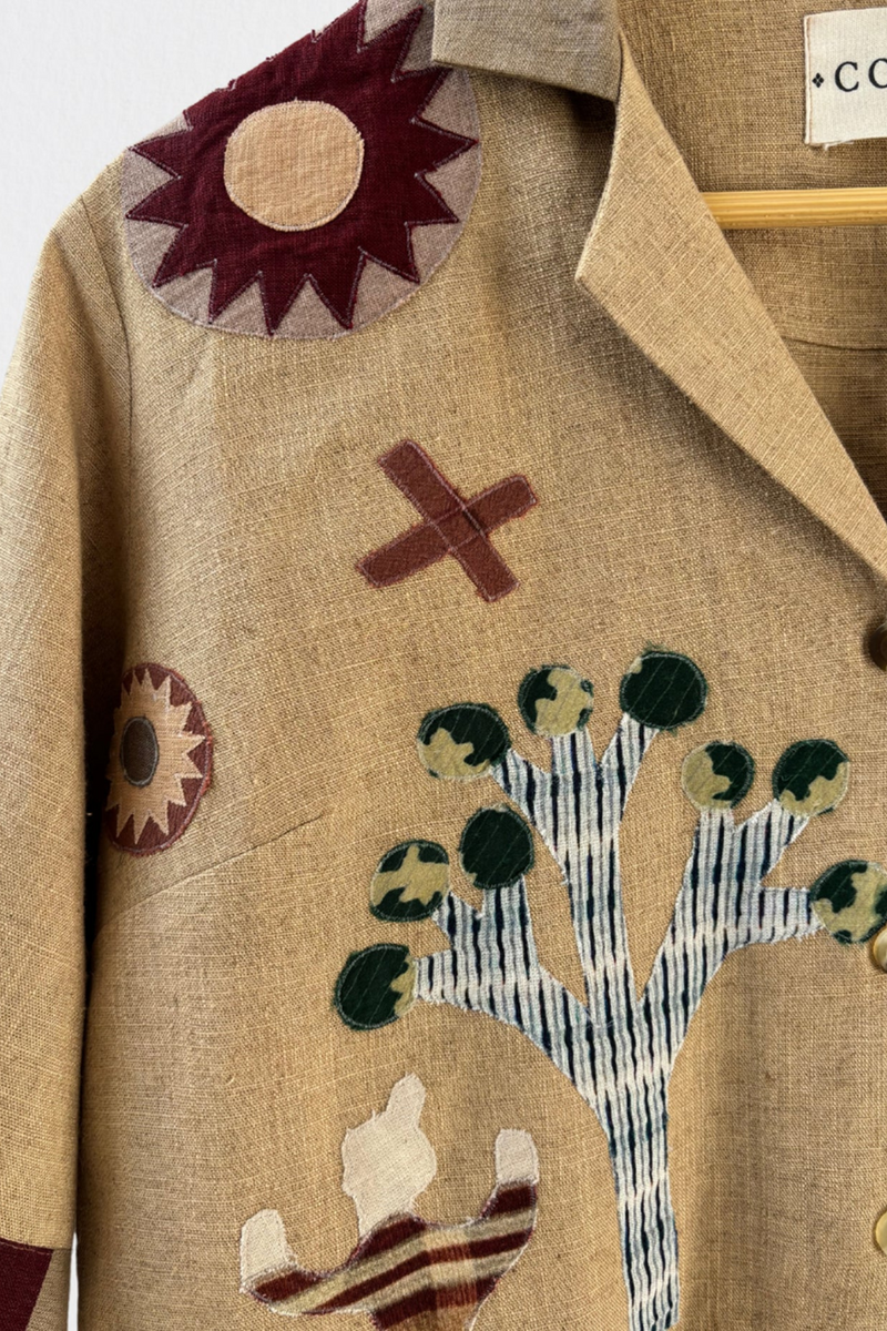 Crop Shirt -Beige Applique rayon by CORD for women Worldwide