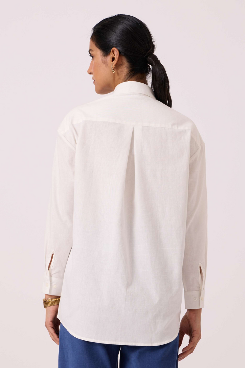 Kerouac Handwoven Embroidered Shirt cotton by The Summer House in white color for women Worldwide