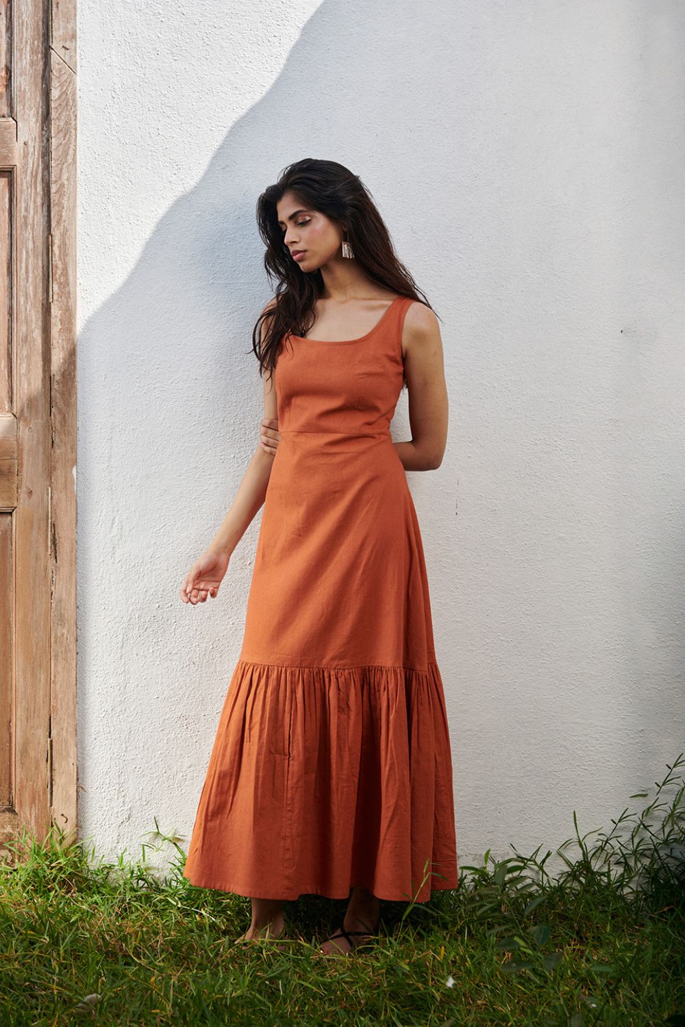 Amber Co-Linen Sleeveless Tiered Dress