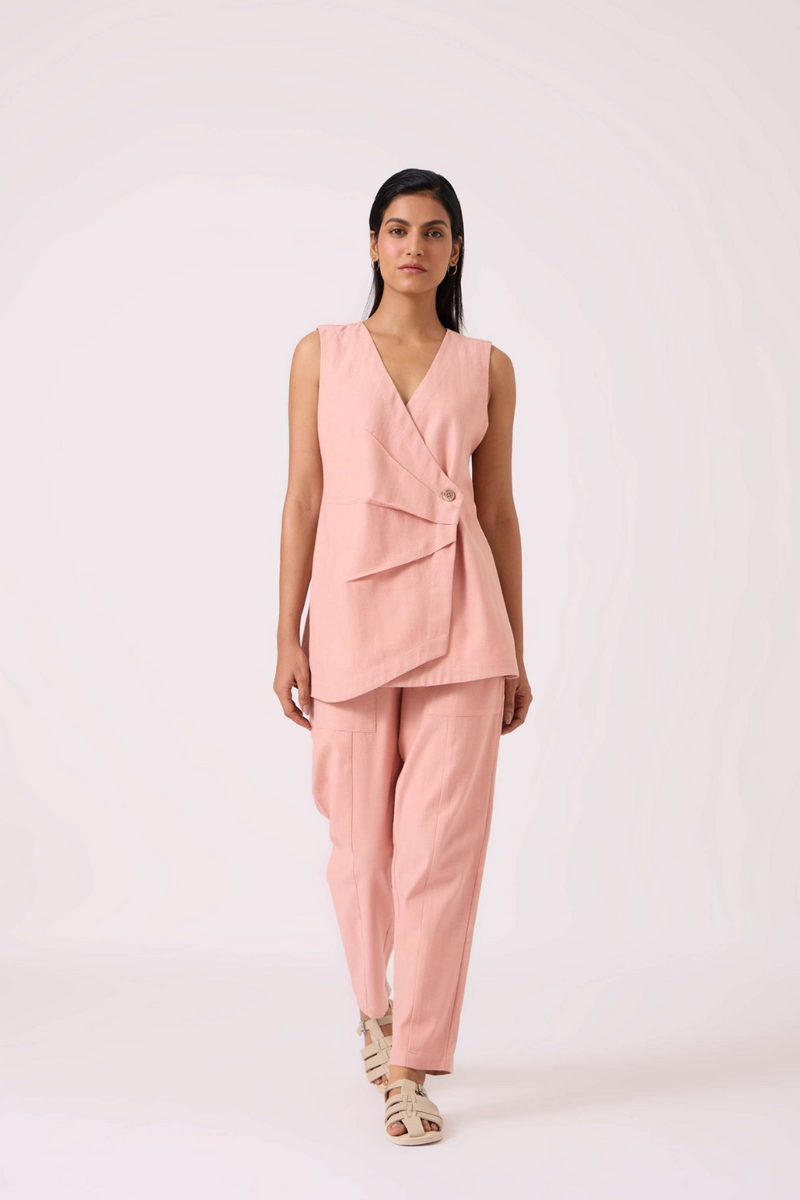Victory Pink Handwoven Pants cotton by The Summer House in pink color for women Worldwide