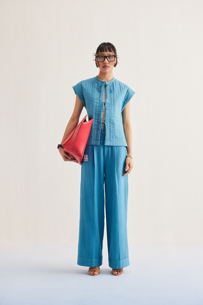 The Tidal Organic Cotton Reversible Vest cotton by SUI in blue color for women Worldwide
