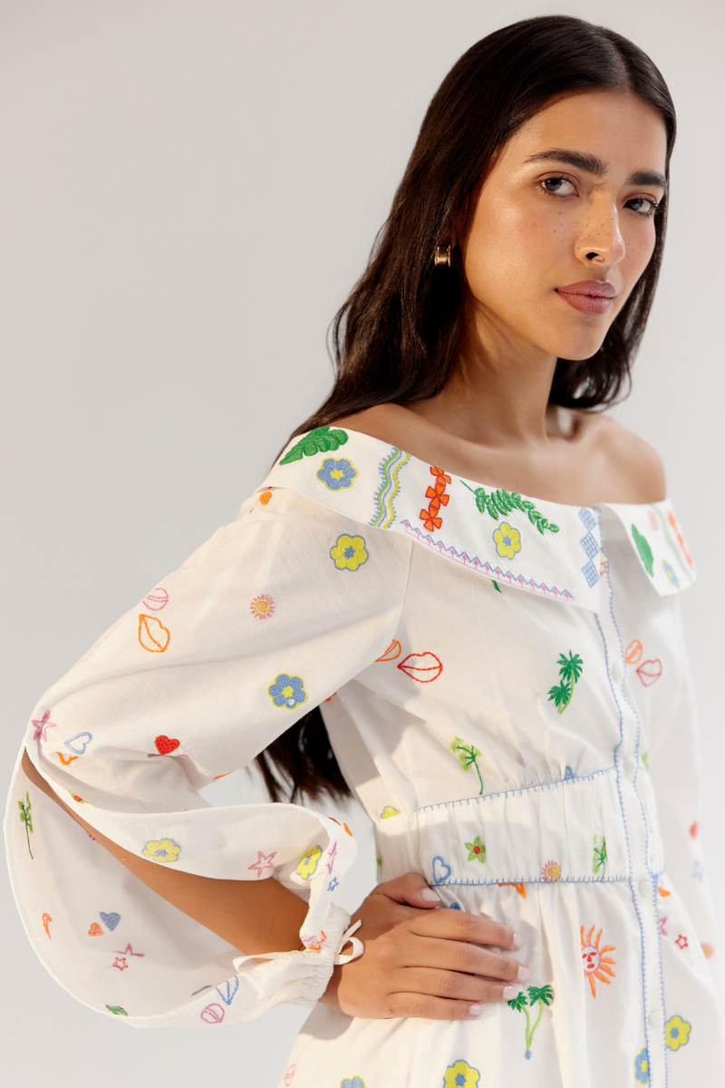 Sage Midi - White poplin by NOIB for women Worldwide