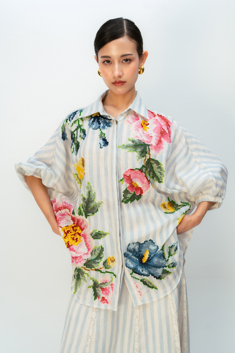 PINK RHAPSODY SHIRT linen top/shirt by Ode to Odd in blue for women Worldwide