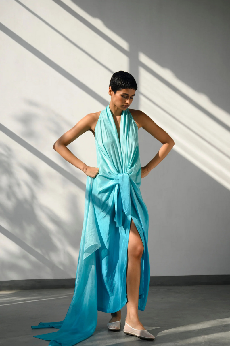 SOLANA OMBRE KNOTTED DRESS silk by Ituvana for women Worldwide