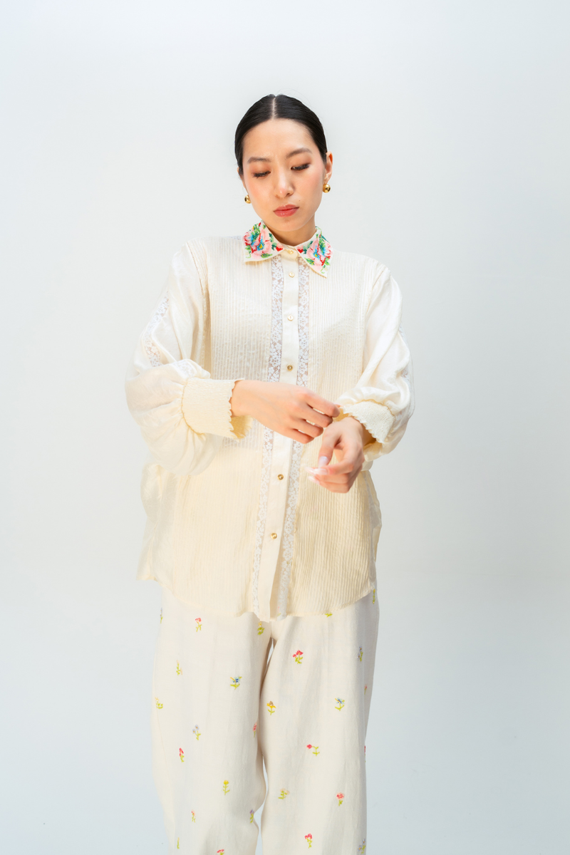 DREAM HOUR SHIRT silk top/shirt by Ode to Odd in off white for women Worldwide