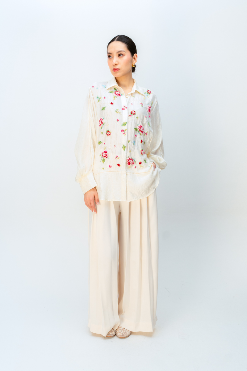 BLUSH MELLOW SHIRT silk top/shirt by Ode to Odd in off white for women Worldwide