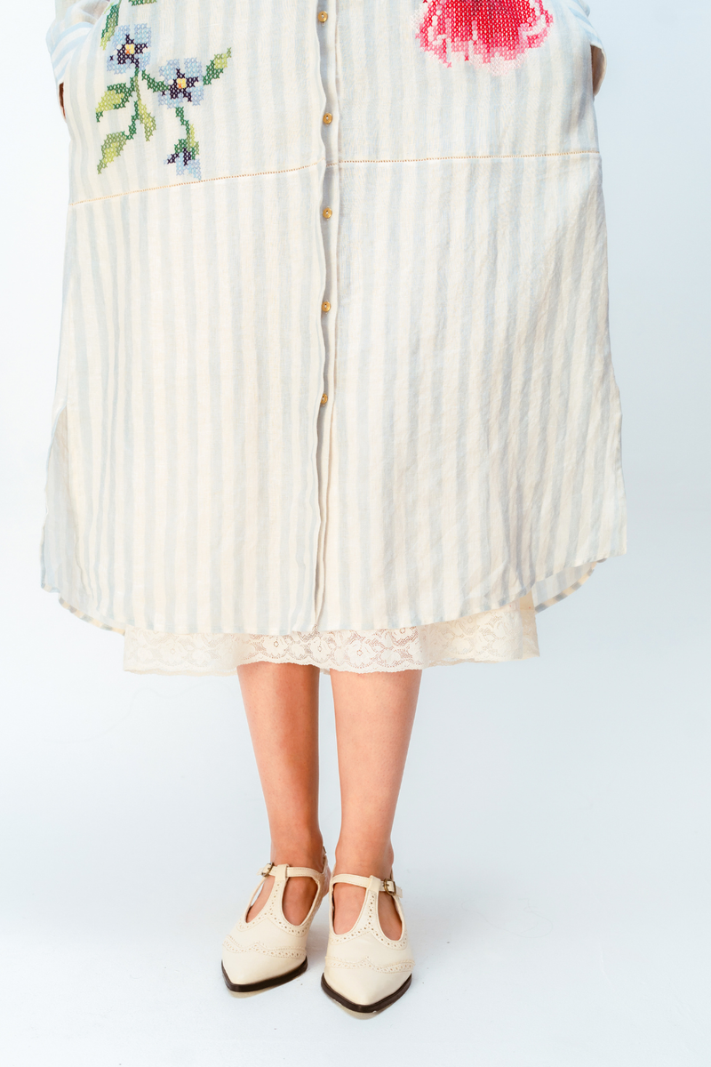 CLOUDED RIBBON DRESS linen dress by Ode to Odd in blue for women Worldwide