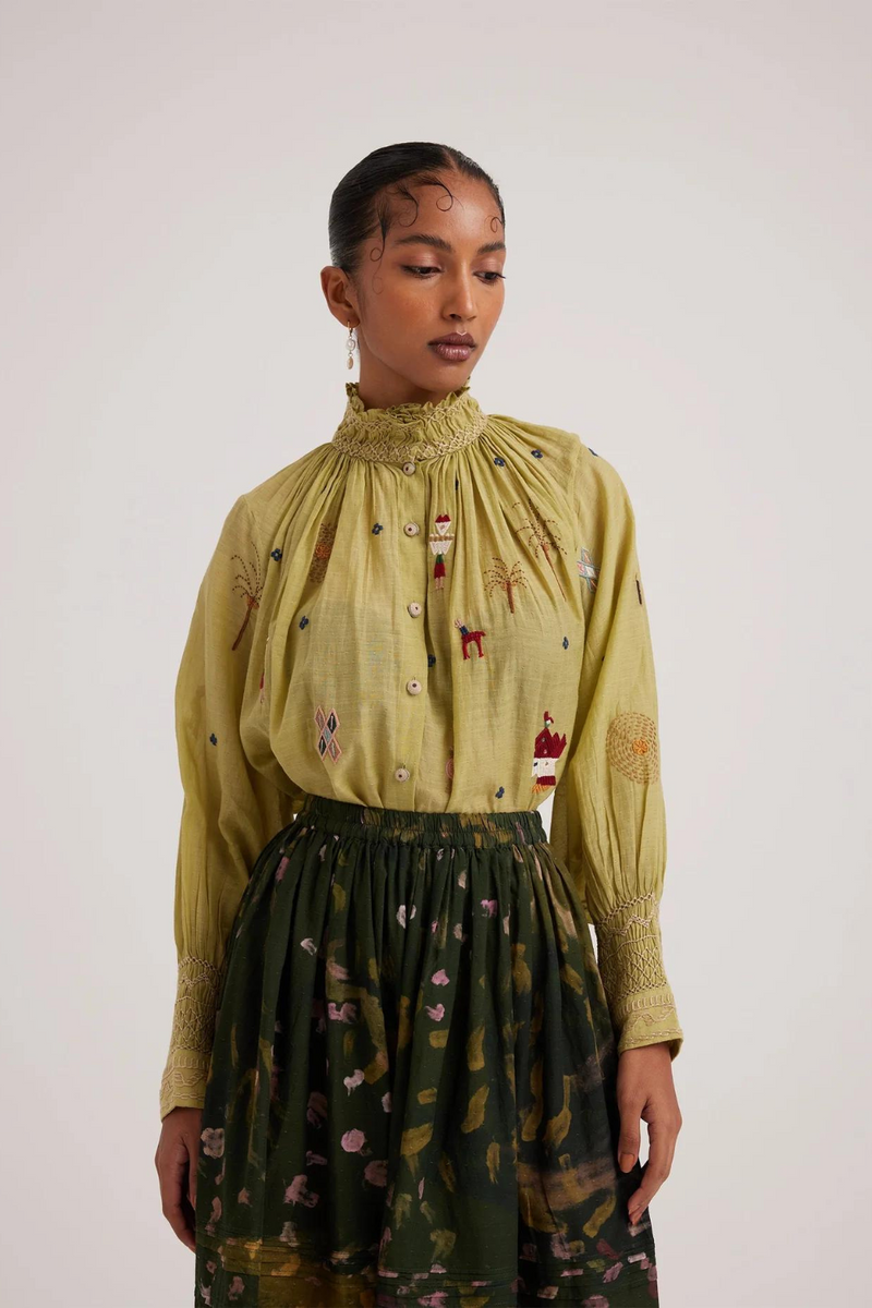 Farmer Top-Folk Green cotton by CORD for women Worldwide