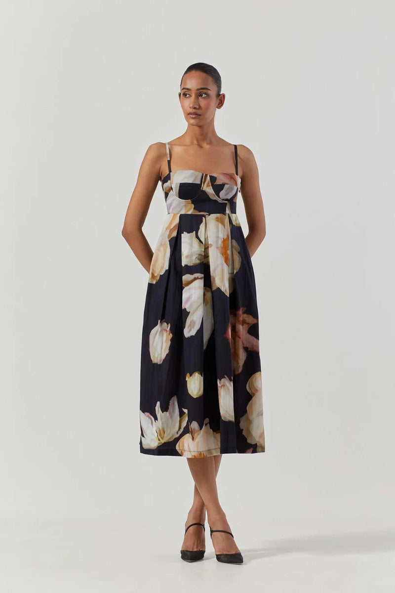 Viva Fiori Bralette Dress satin by Yam in black color for women Worldwide