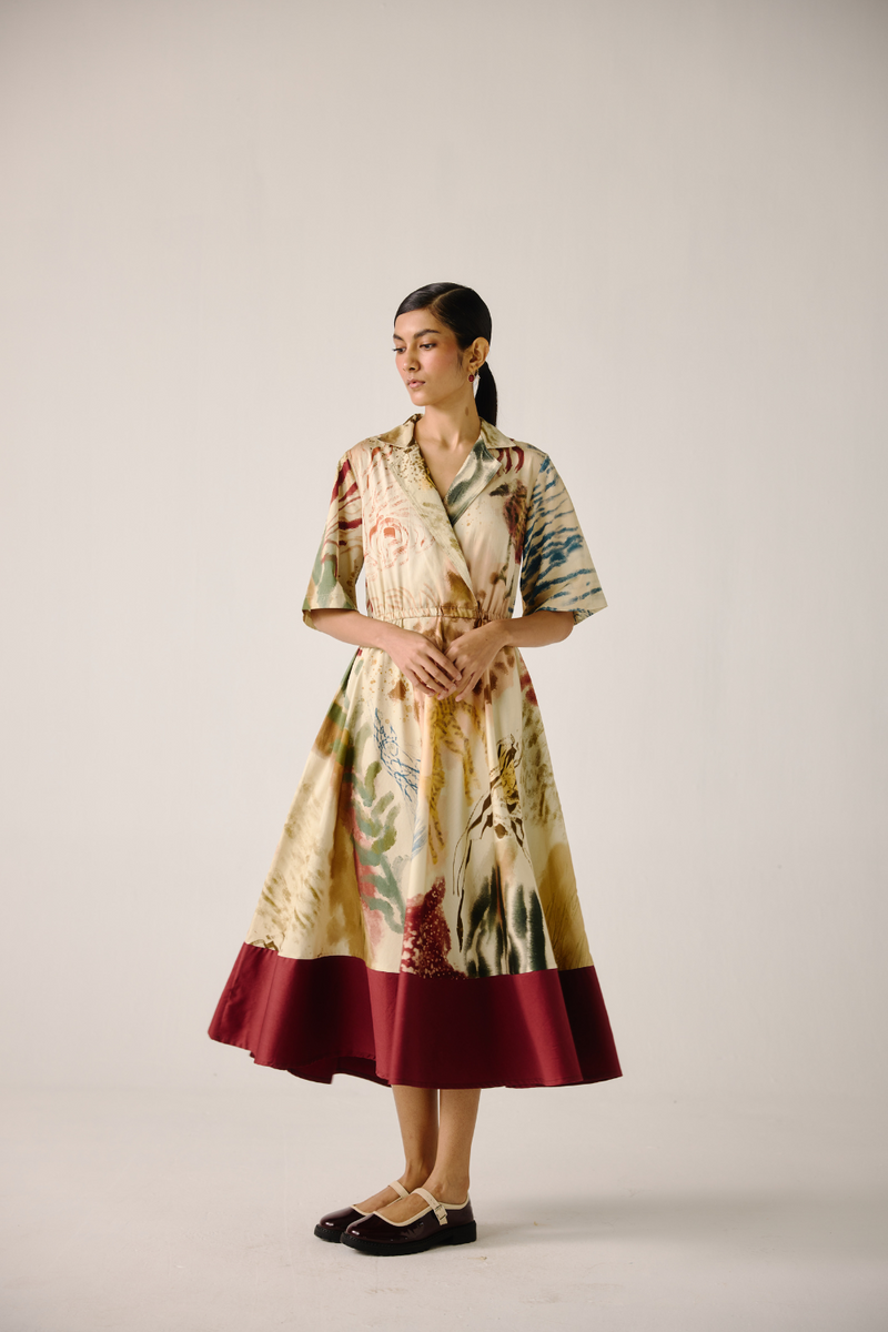 Print Blocked Dress - Abstract cotton by CORD for women Worldwide