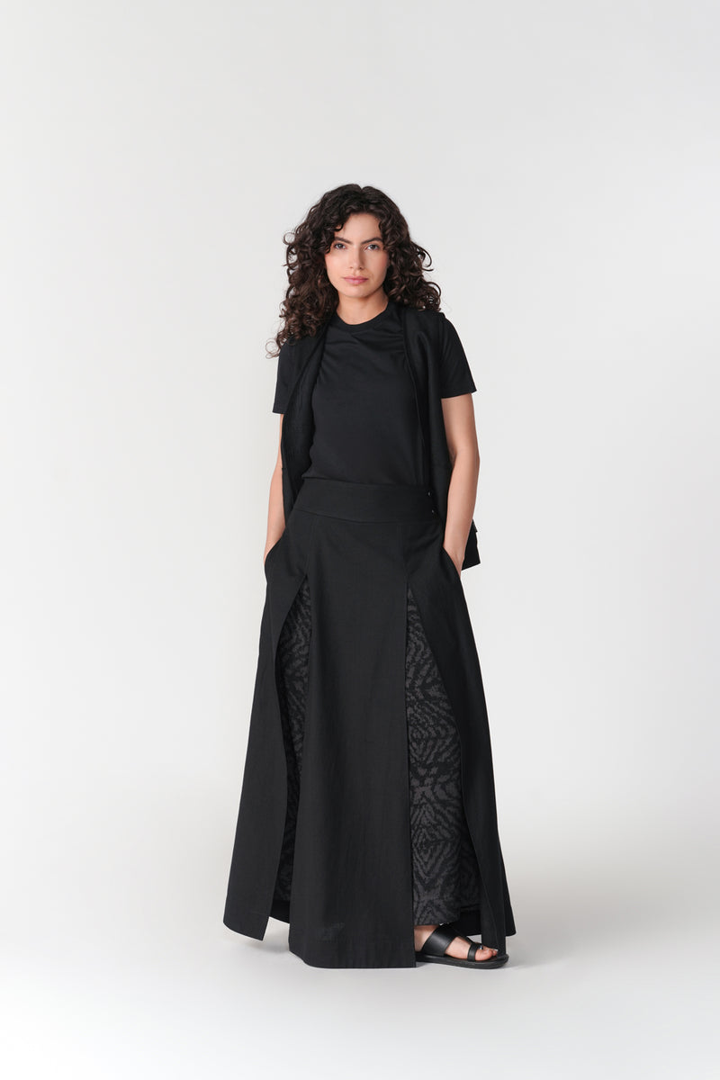 Chenille Layered Skirt Pants pant/trouser by Turn Black in black for women Worldwide