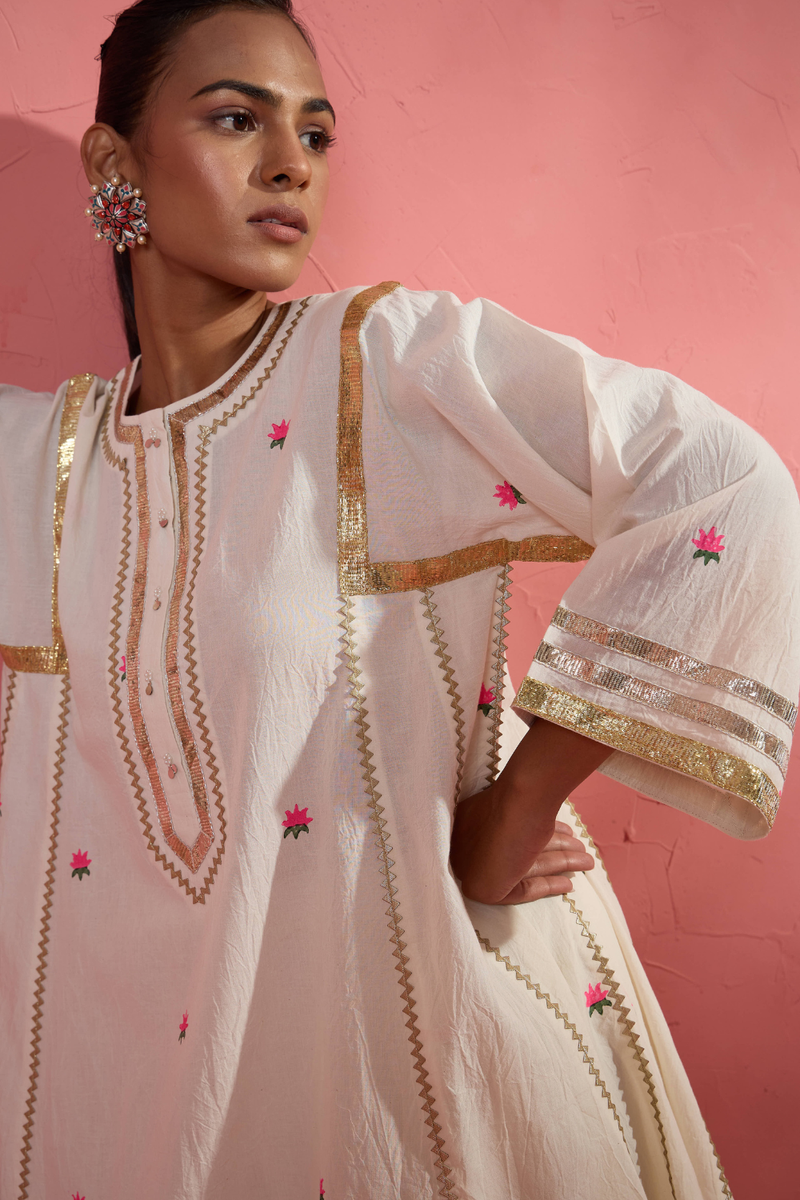 Lotus Blush Set cotton cambric light kurta set by AAVIDI in multicolor for women Worldwide