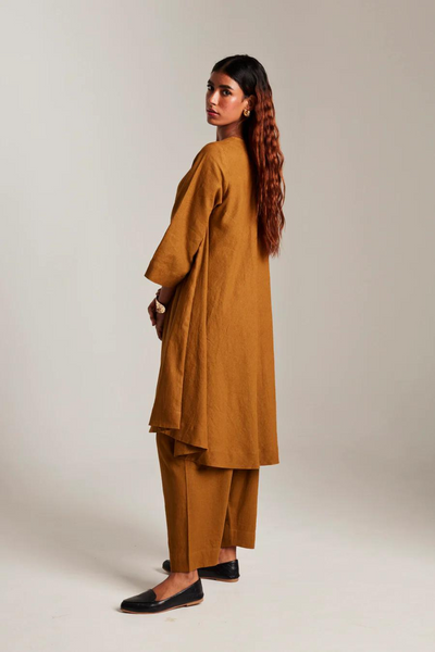 Olive Co-Linen Pheran Kurta Set