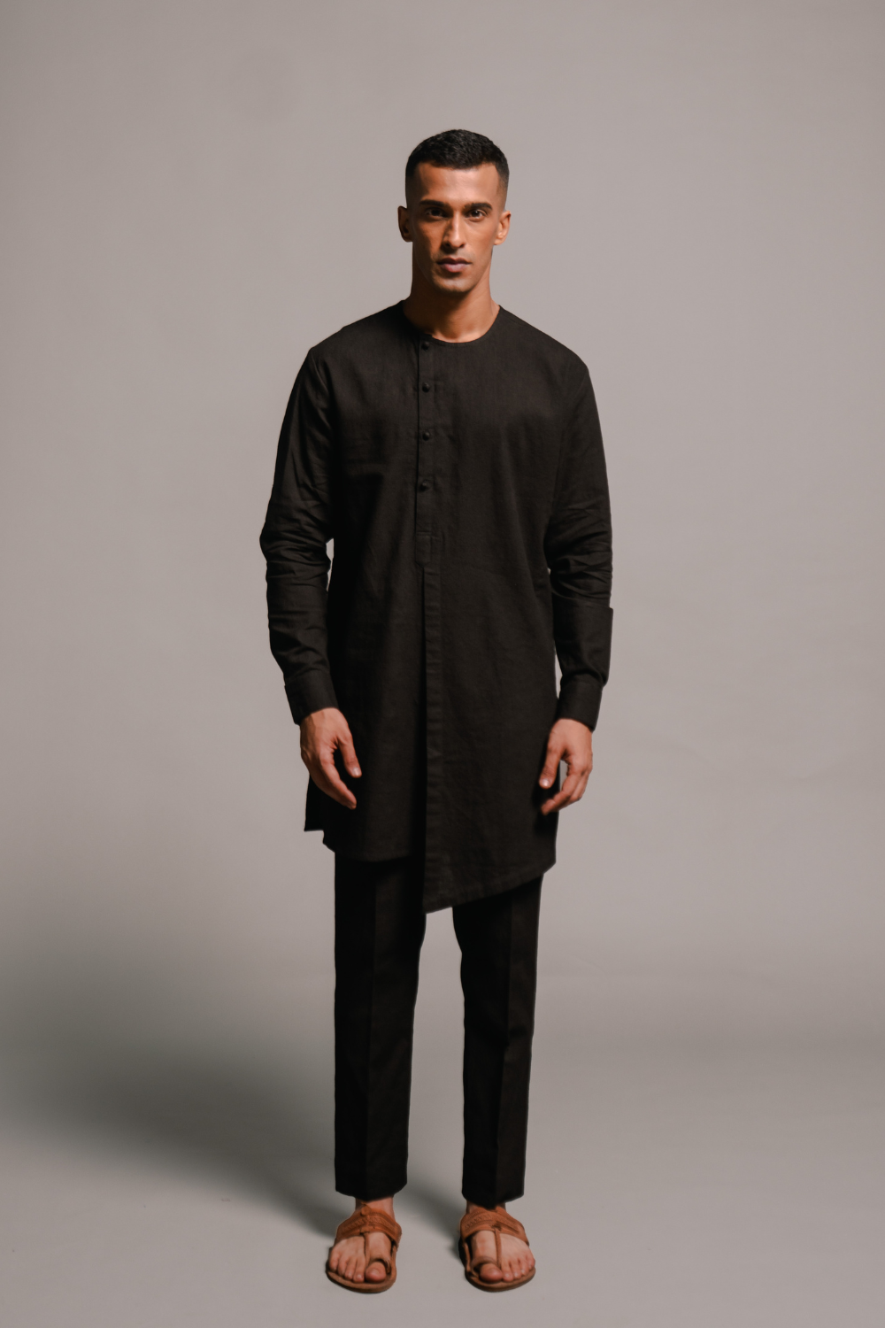 Carbon Co-Linen Side Open Kurta Set