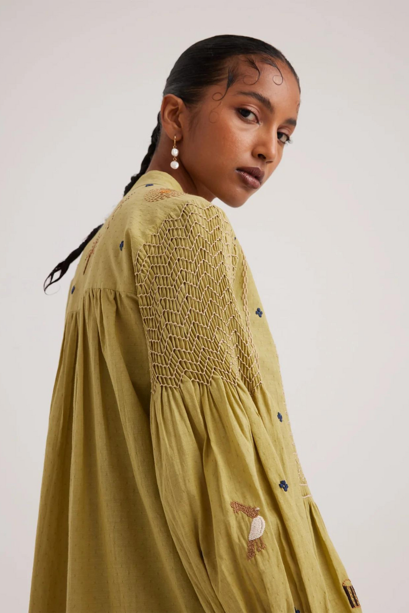 Porto Top-Folk Green cotton by CORD for women Worldwide