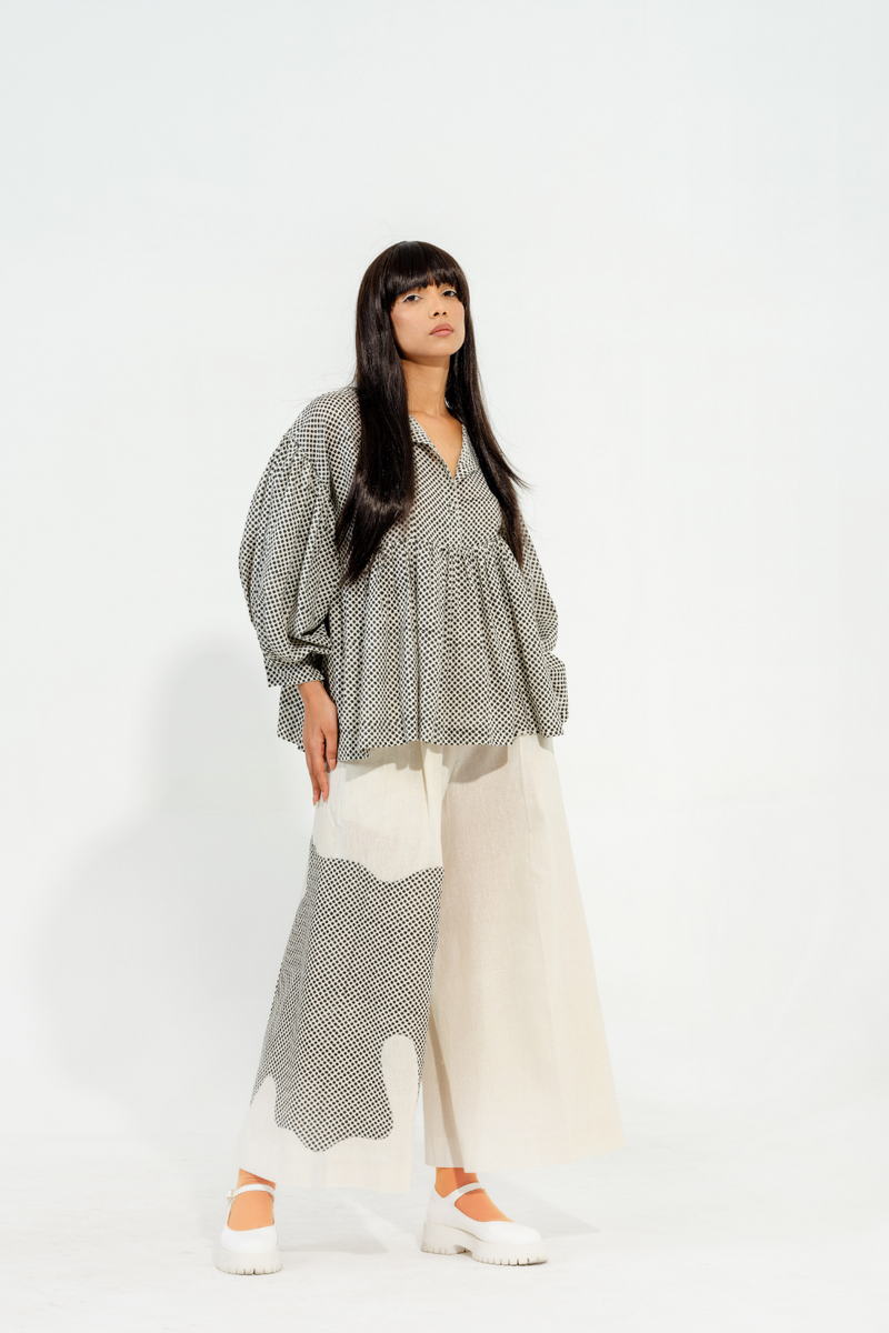Camphor Top cotton muslin tops and shirts by Stoique in natural, black for women Worldwide