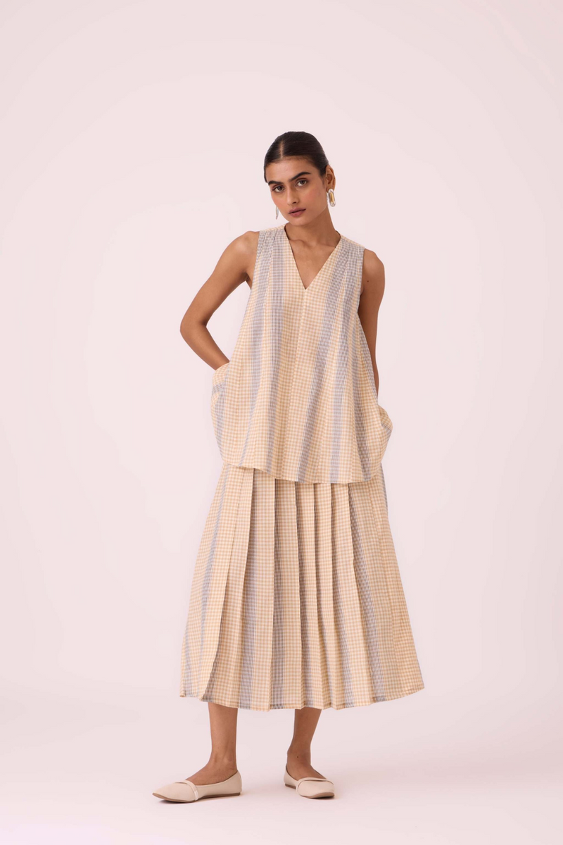 Nastasya Beige Handwoven Top cotton by The Summer House in beige color for women Worldwide