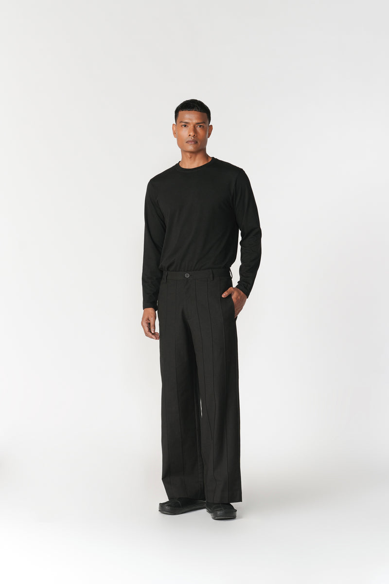 Straight Leg Pin-Tuck Pants pant/trouser by Turn Black in black for men Worldwide