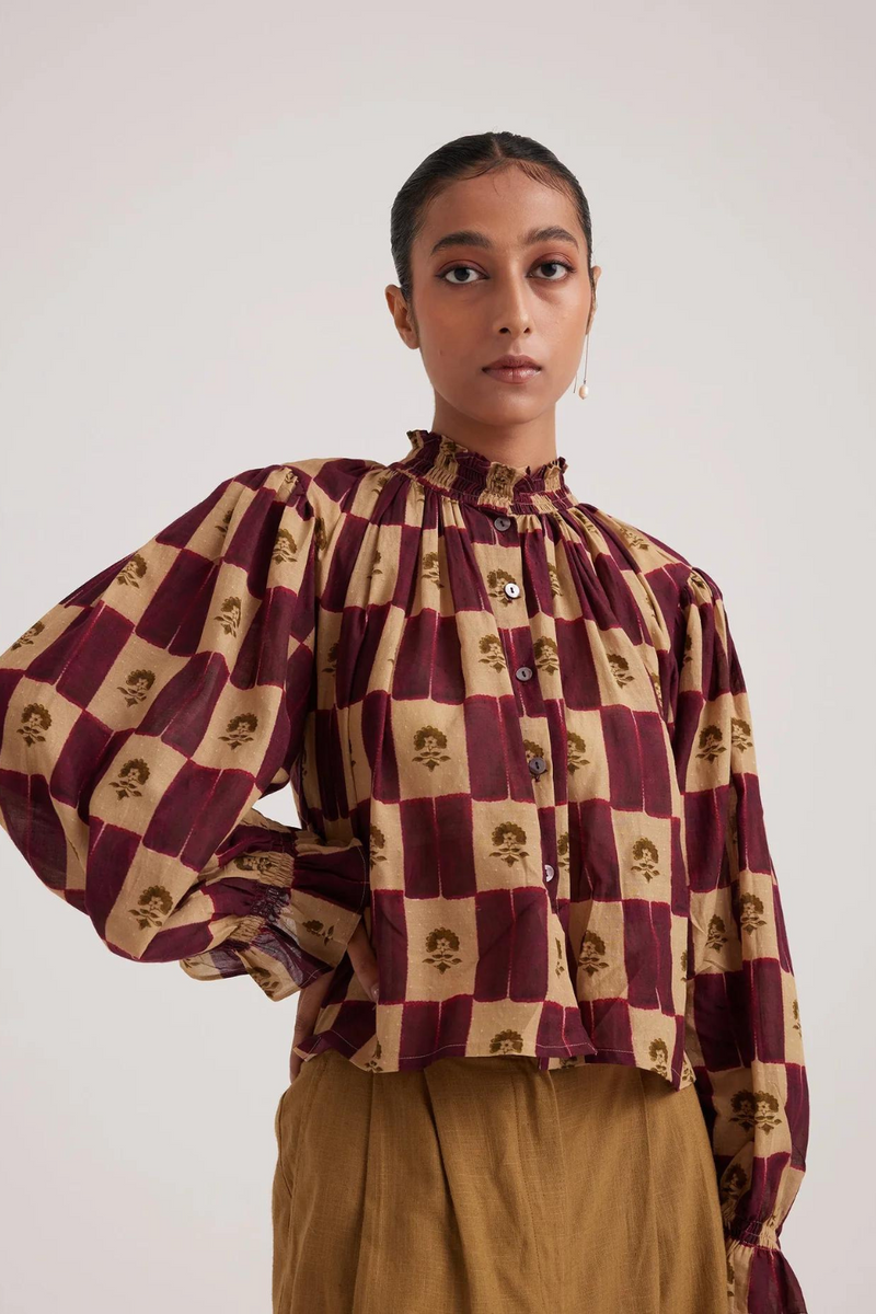 Elsa Top-Stamp Checks cotton by CORD for women Worldwide