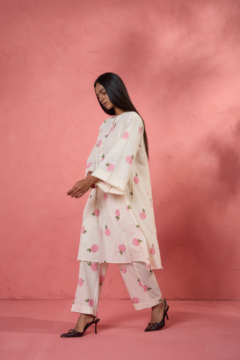 Gul Rose Set 1 cotton cambric light kurta set by AAVIDI in multicolor for women Worldwide