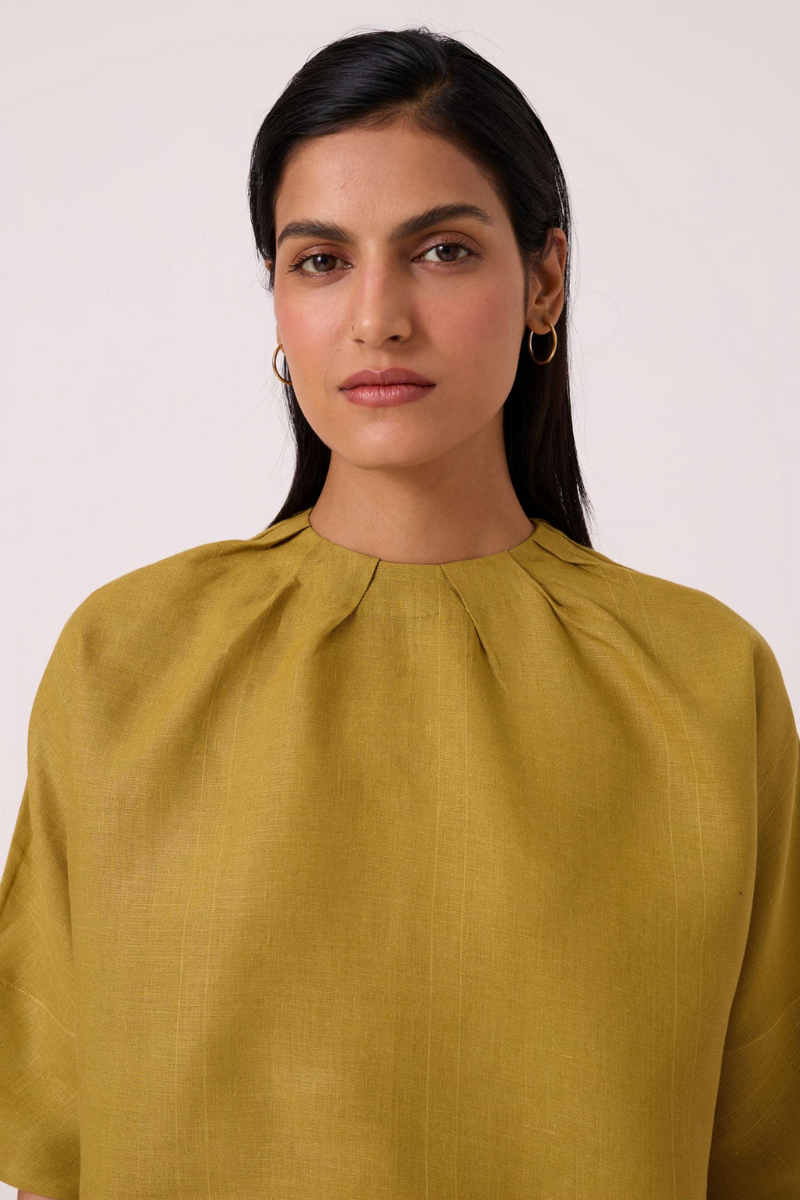 Bourne Olive Linen Top by The Summer House in olive color for women Worldwide
