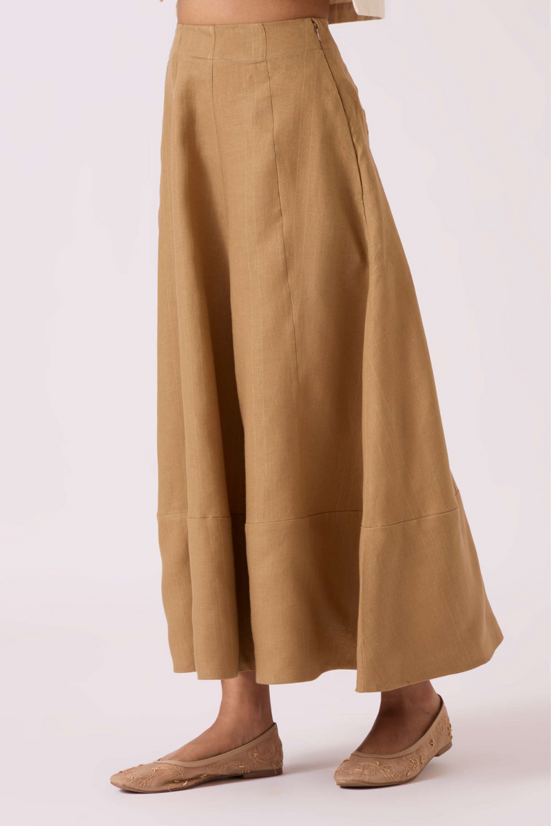 Marner Tan Linen Skirt by The Summer House for women Worldwide