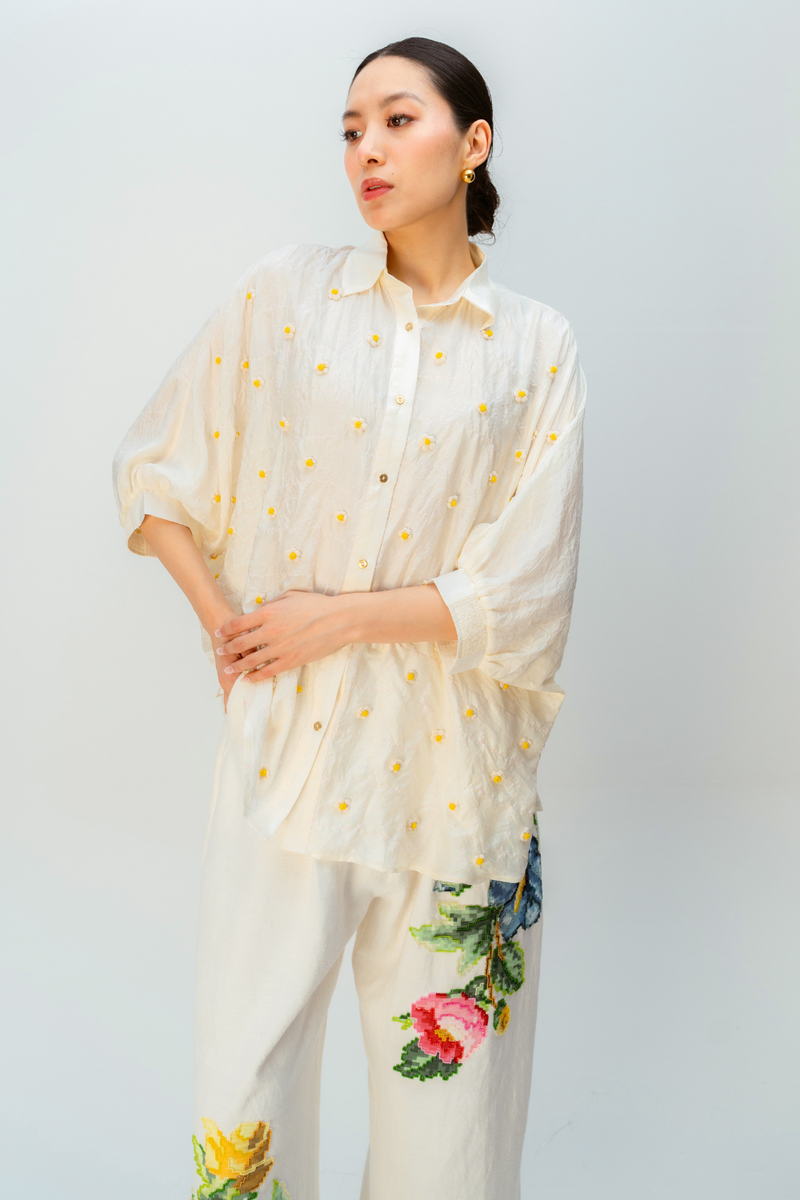 FIRST LIGHT SHIRT silk top/shirt by Ode to Odd in off white for women Worldwide