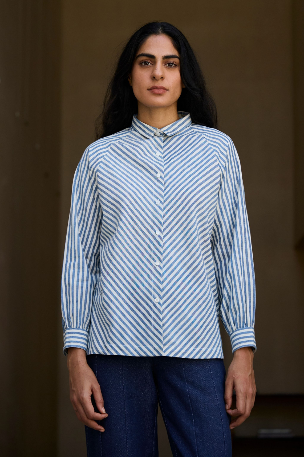 Yeji Handwoven Blue Striped Shirt